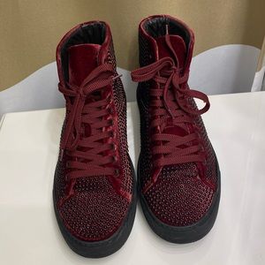 Donald Pliner Studded Velvet High Top Sneakers!